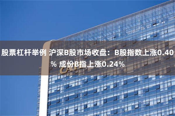 股票杠杆举例 沪深B股市场收盘：B股指数上涨0.40% 成份B指上涨0.24%